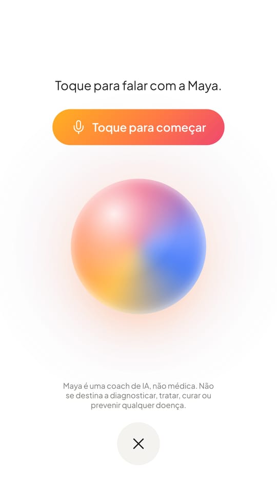 Tela de voz da Maya: toque para falar com a Maya